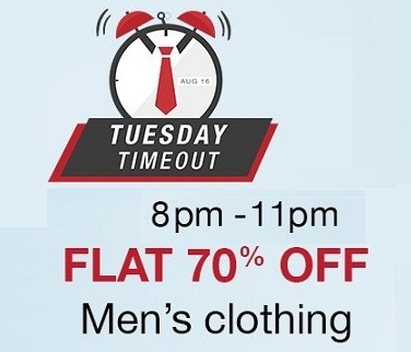India Desire : Amazon Tuesday Time Out Sale Between 6 pm - 12 am : Get 70% Off On Top Brands Clothing